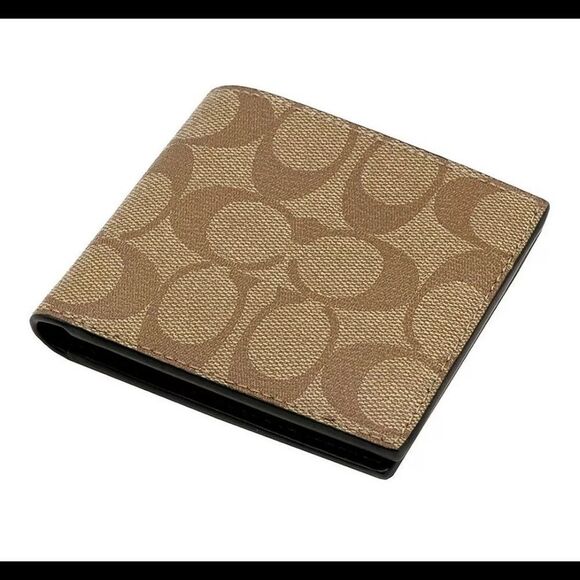 Coach F66551 Men's Wallet ID Bill Signature Tan Canvas Coated/ Leather … - Picture 2 of 6